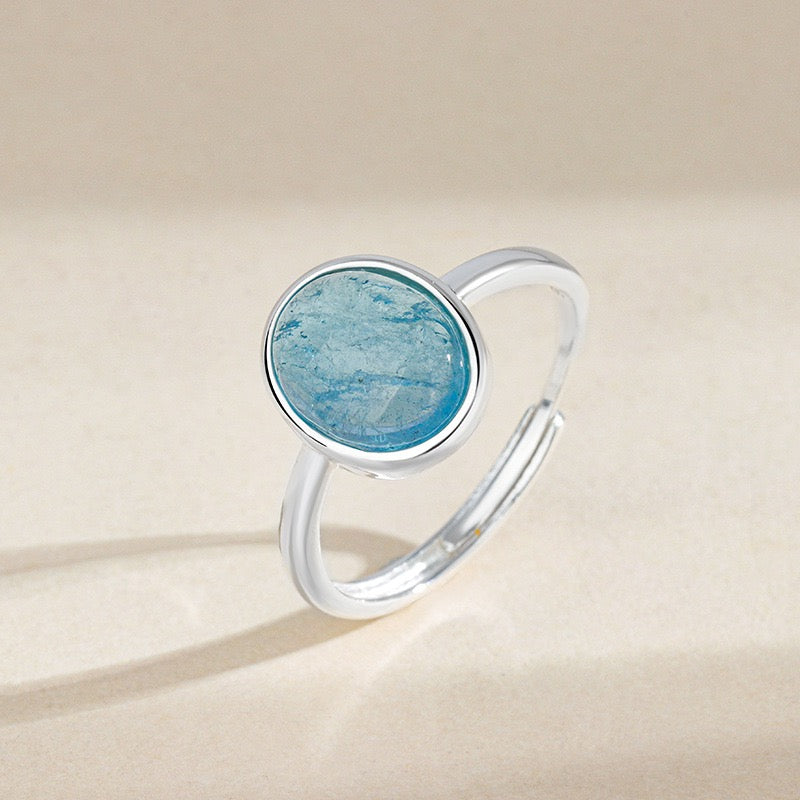 Aquamarine Oval Ring – S925 Sterling Silver