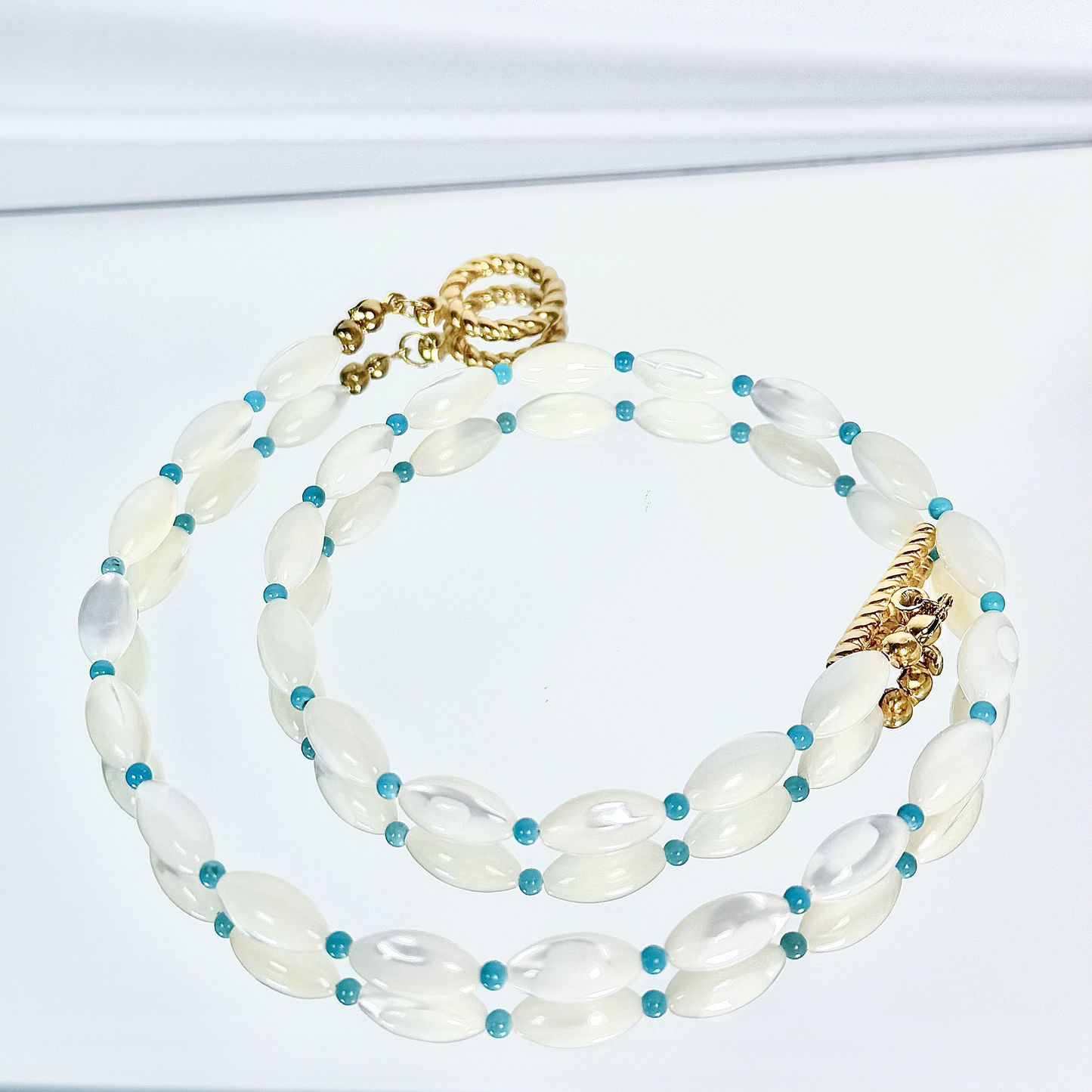 White Shell & Turquoise Necklace
