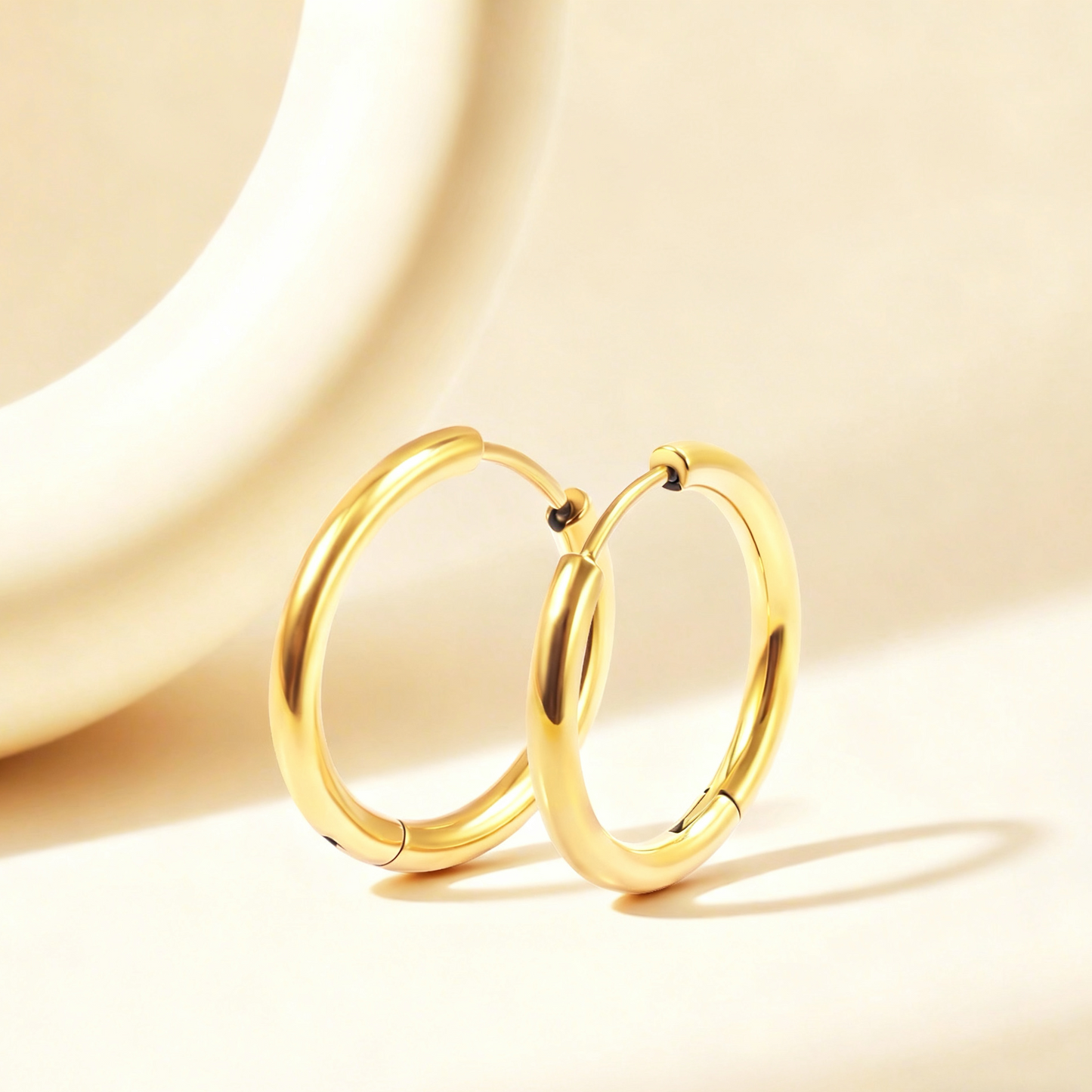 316L TITANIUM STEEL HOOPS — 18K GOLD PLATED