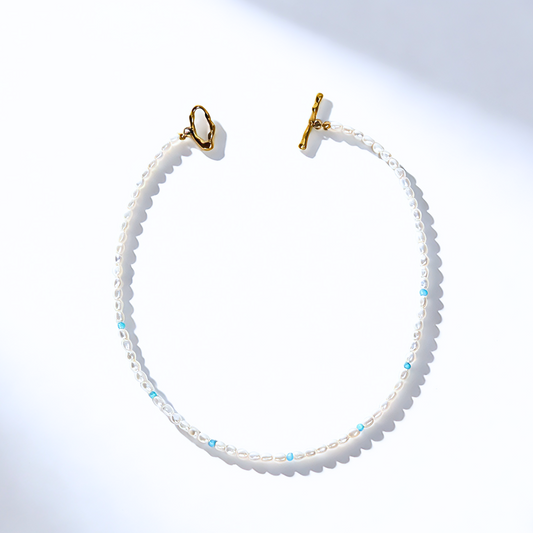 Small Pearl & Turquoise Necklace