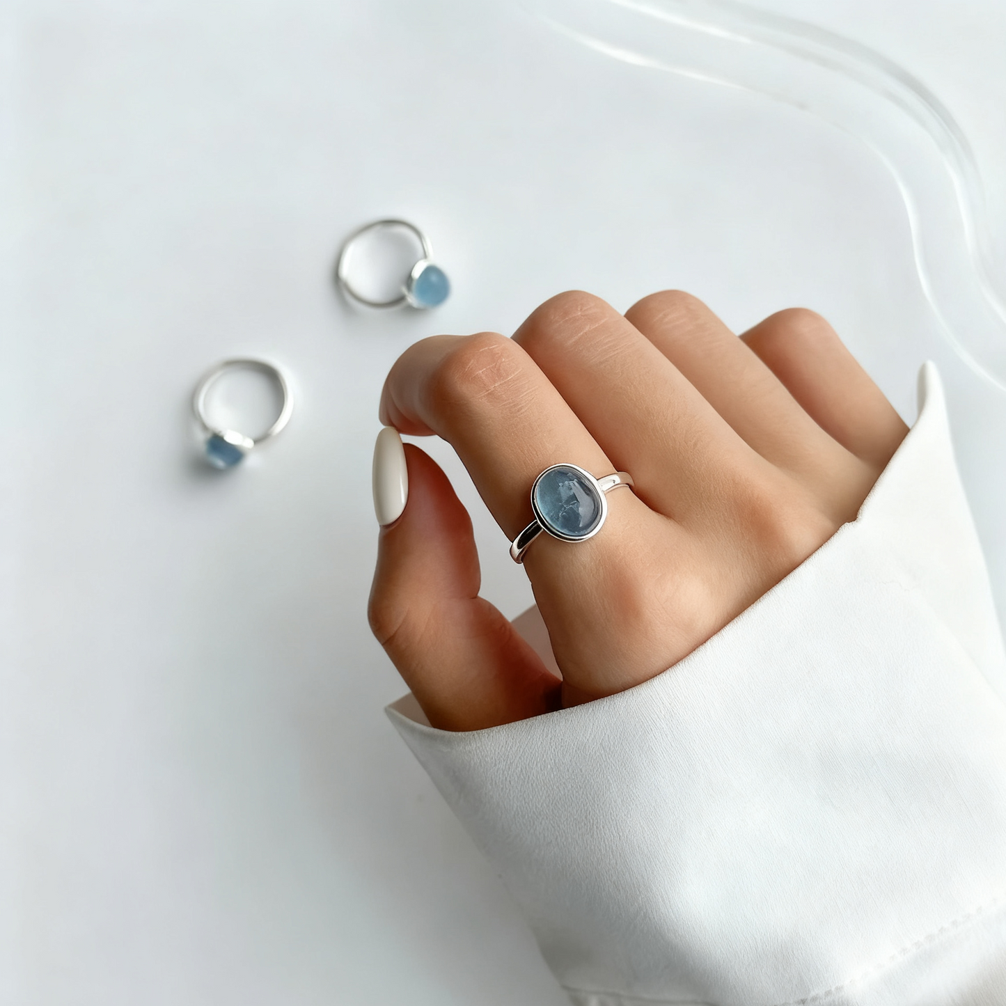 Aquamarine Oval Ring – S925 Sterling Silver