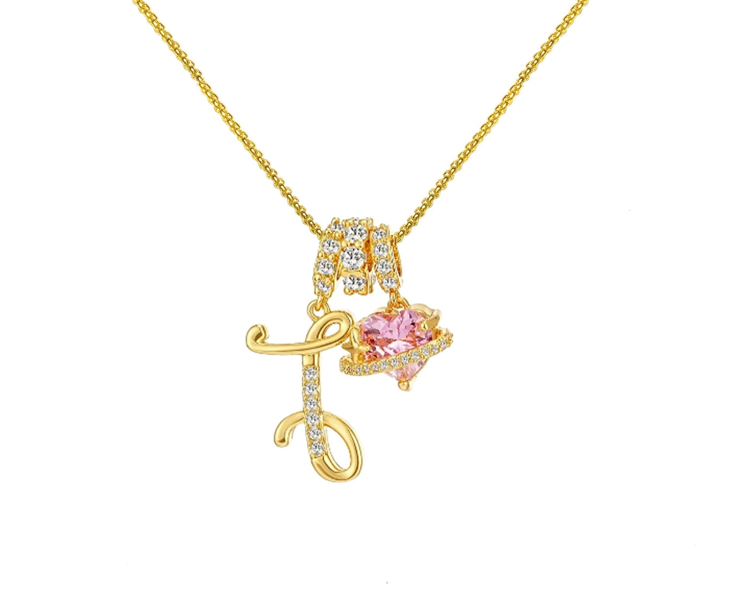 Initial Necklace — Pink Planet Charm