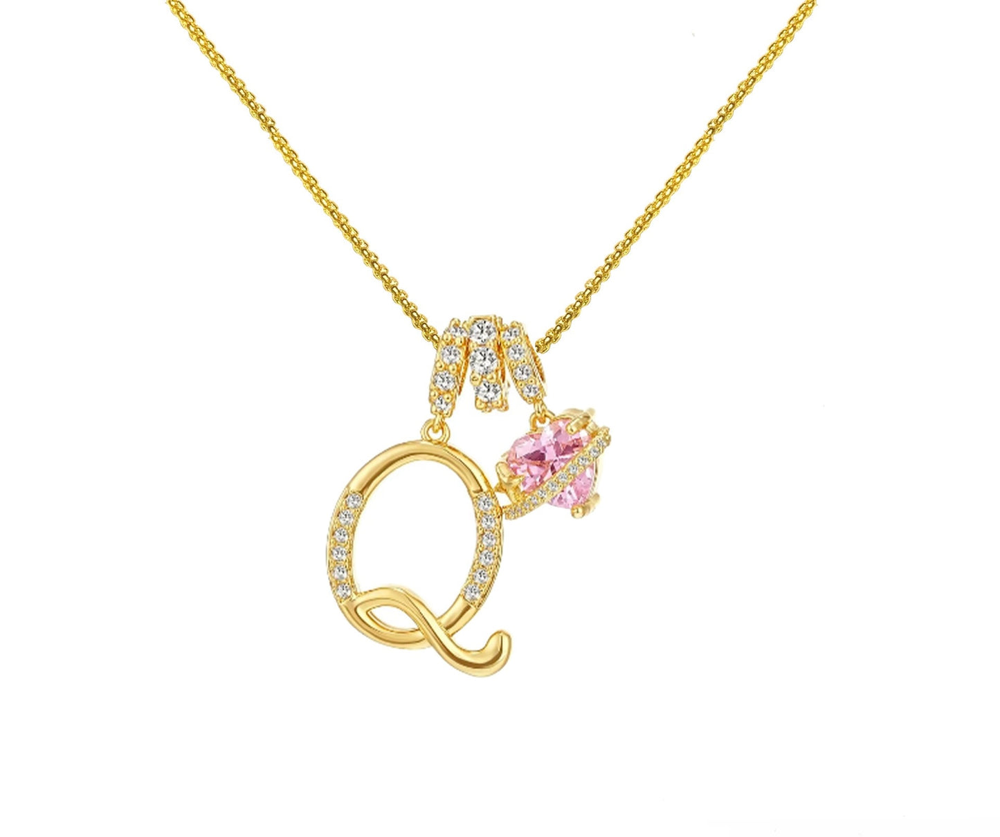 Initial Necklace — Pink Planet Charm