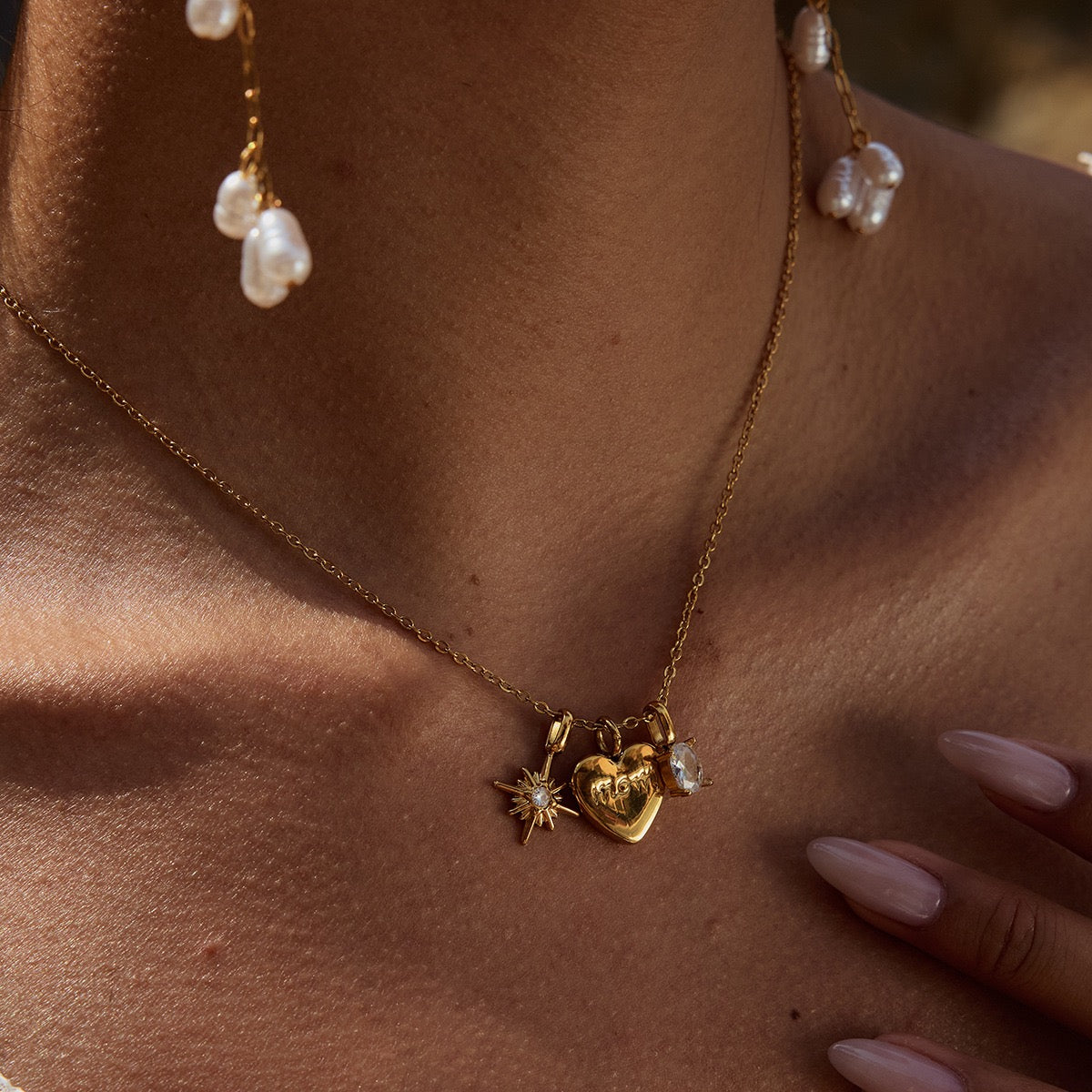 SUN & HEART CHARM NECKLACE — MOTHER EDITION
