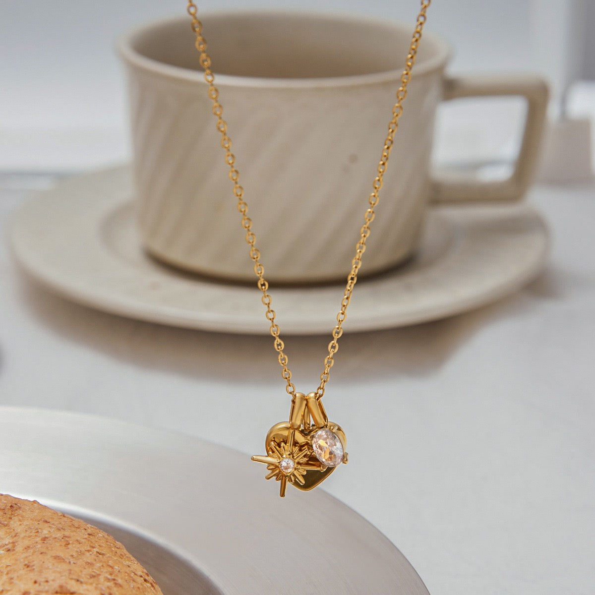 SUN & HEART CHARM NECKLACE — MOTHER EDITION