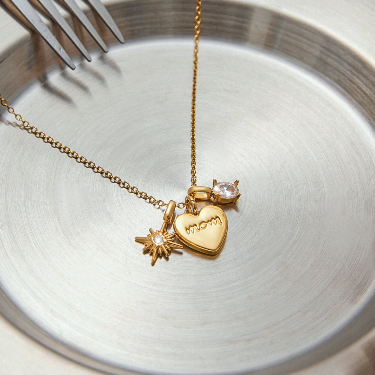 SUN & HEART CHARM NECKLACE — MOTHER EDITION