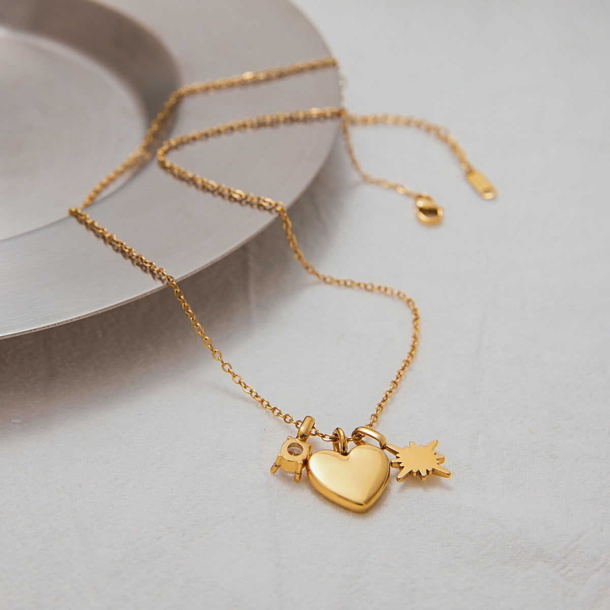 SUN & HEART CHARM NECKLACE — MOTHER EDITION