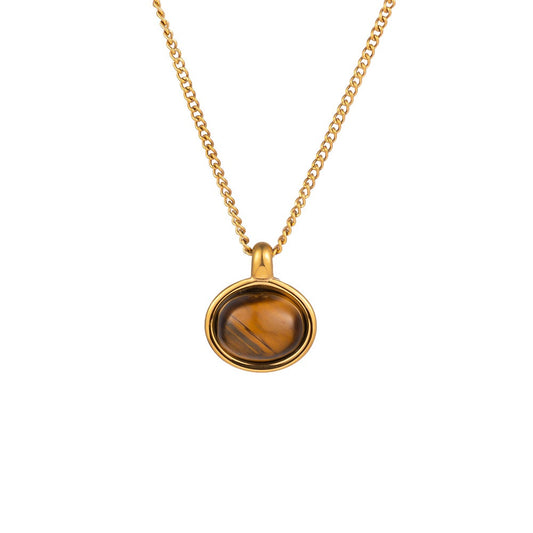 TIGER'S EYE OVAL PENDANT NECKLACE