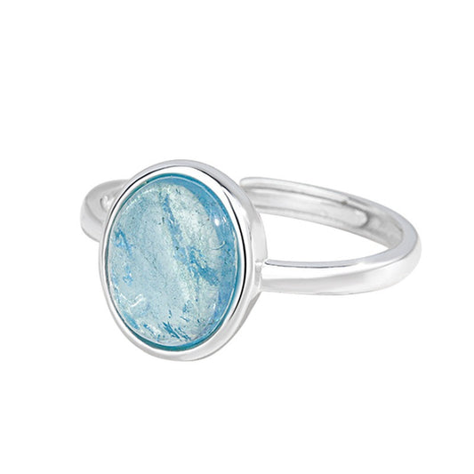 Aquamarine Oval Ring – S925 Sterling Silver