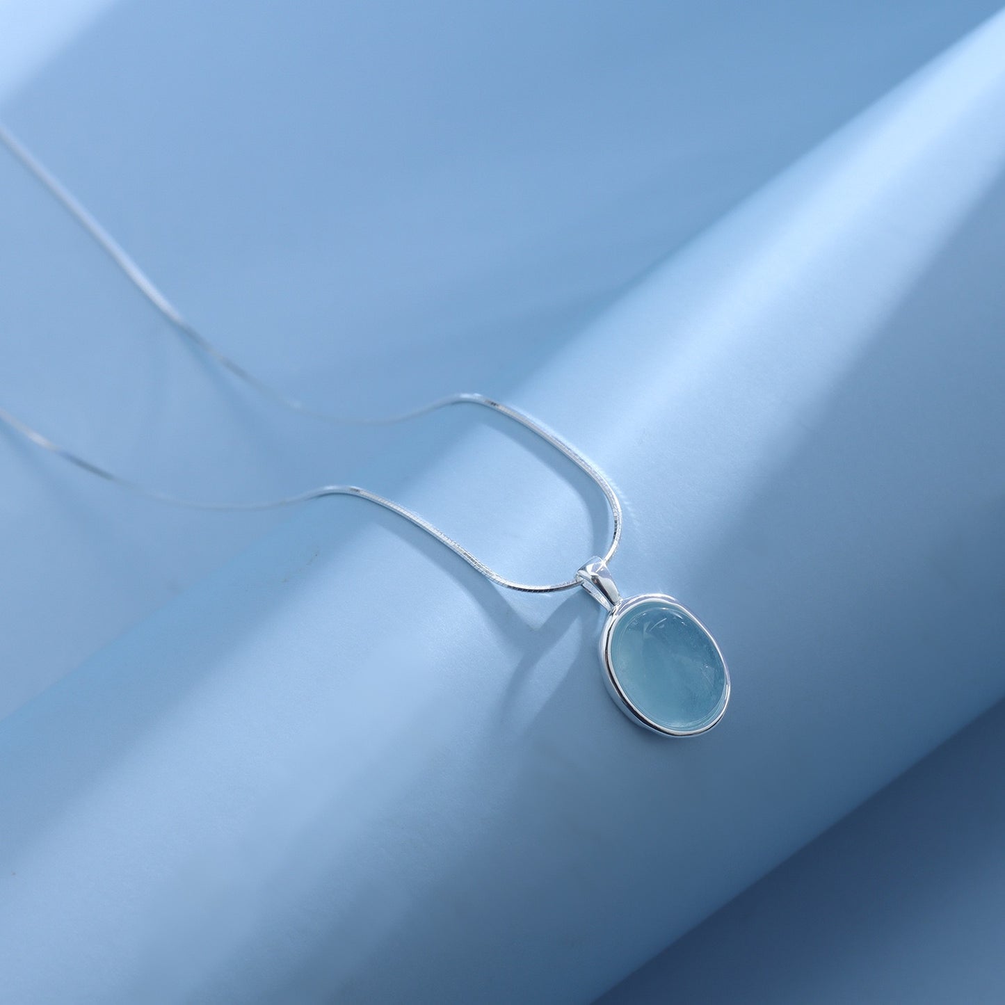 Aquamarine Oval Necklace – S925 Sterling Silver