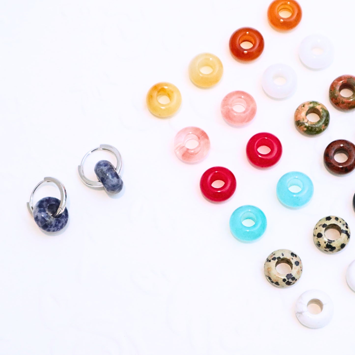NATURAL GEMSTONE DONUT CHARMS
