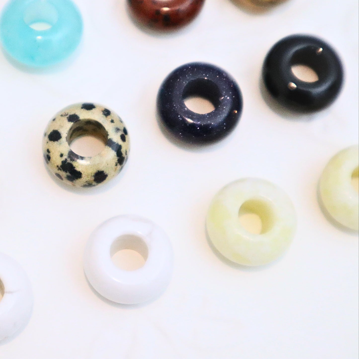 NATURAL GEMSTONE DONUT CHARMS