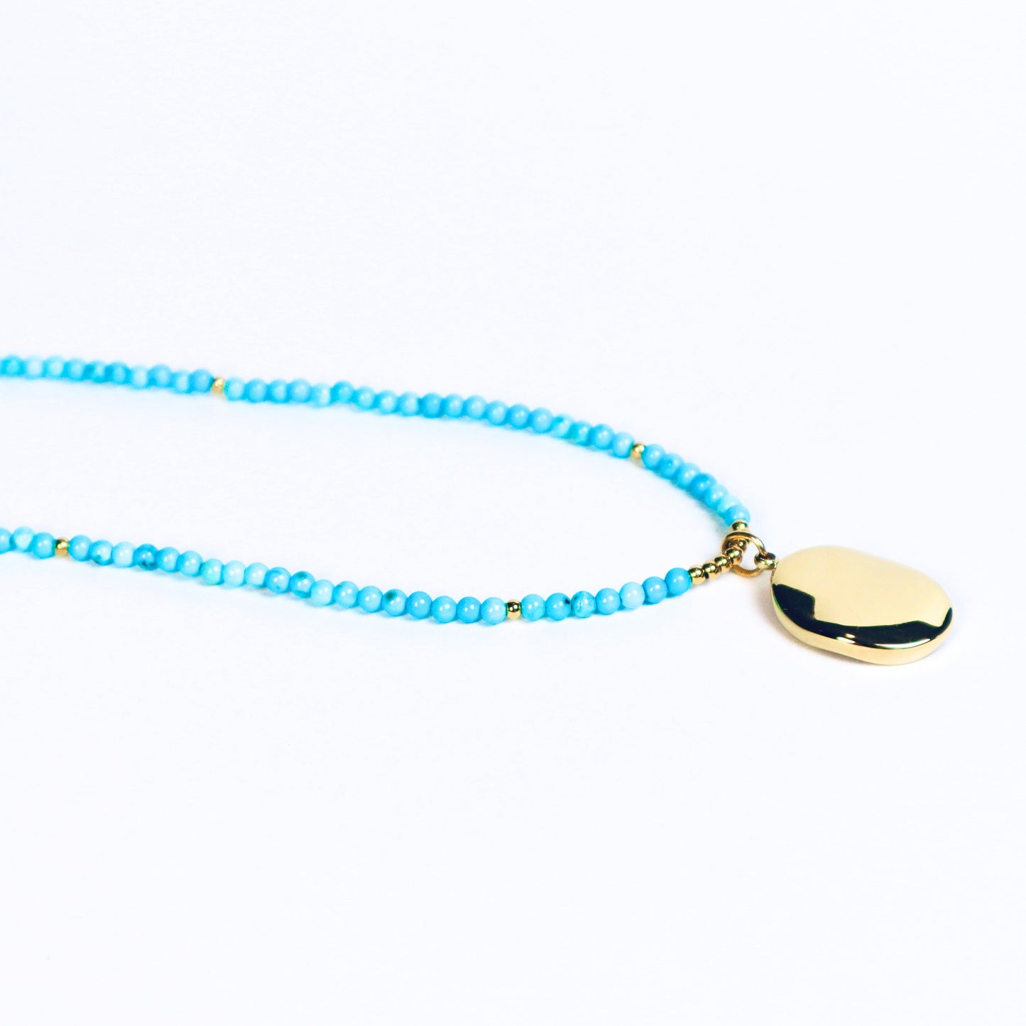 Rose Enamel Pendant Necklace with Turquoise Beads