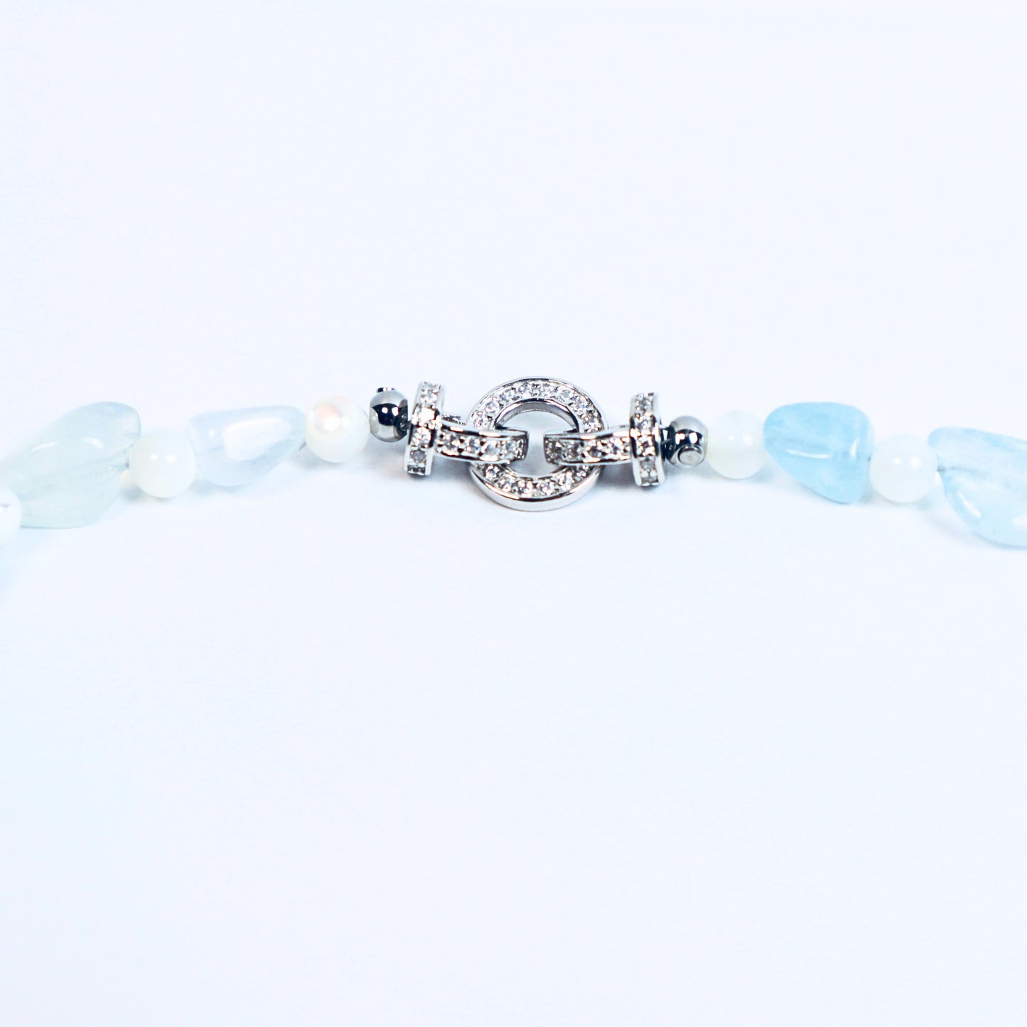 Aquamarine & Pearl Necklace with 925 Silver Clasp