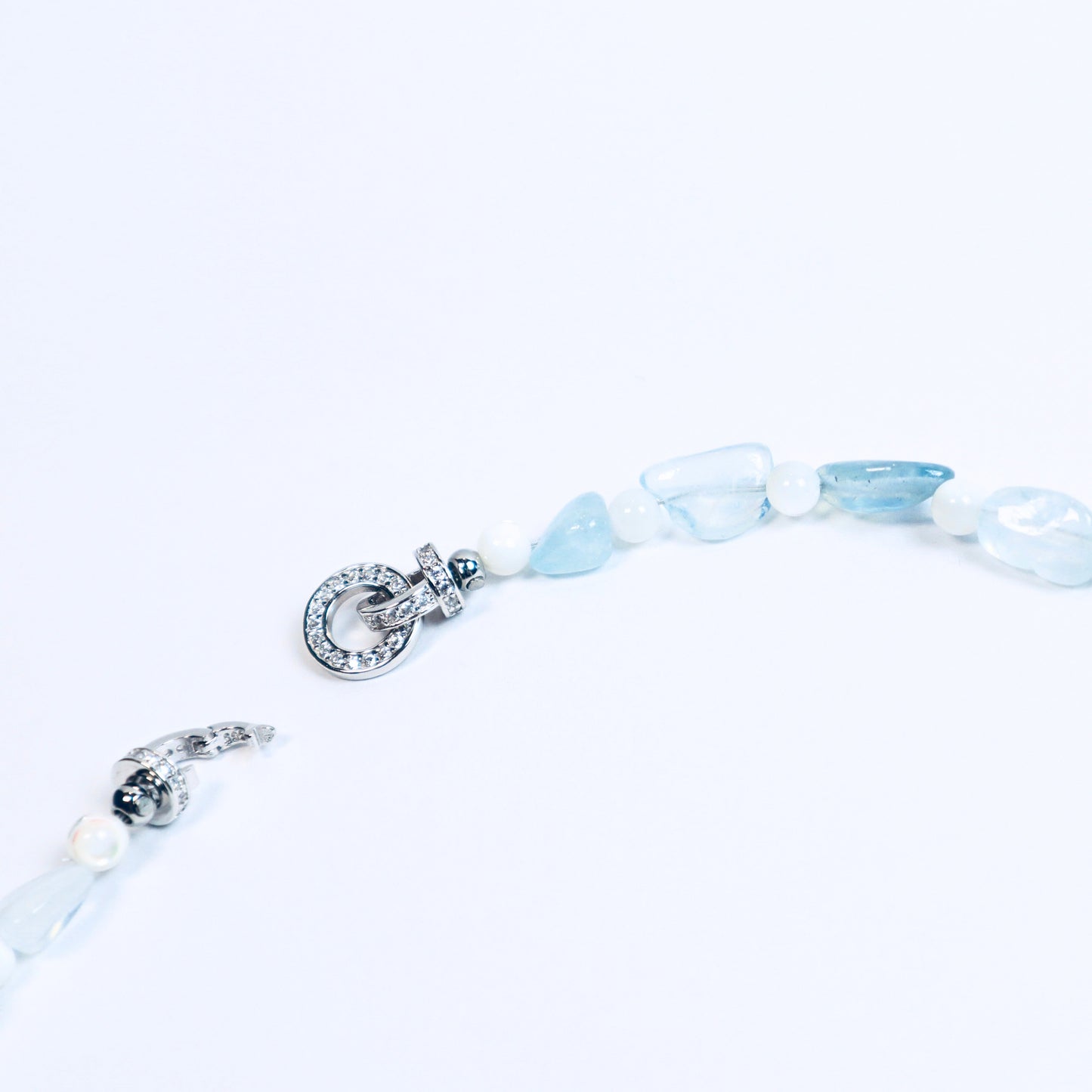 Aquamarine & Pearl Necklace with 925 Silver Clasp