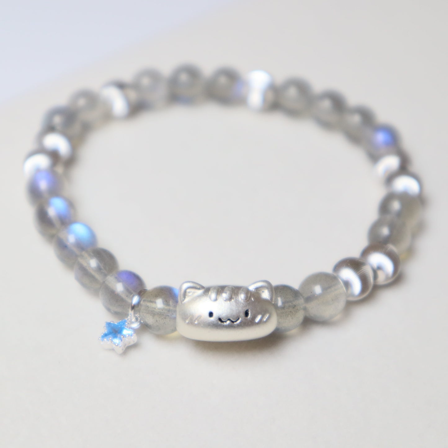 Grey Moonstone Cat Bracelet