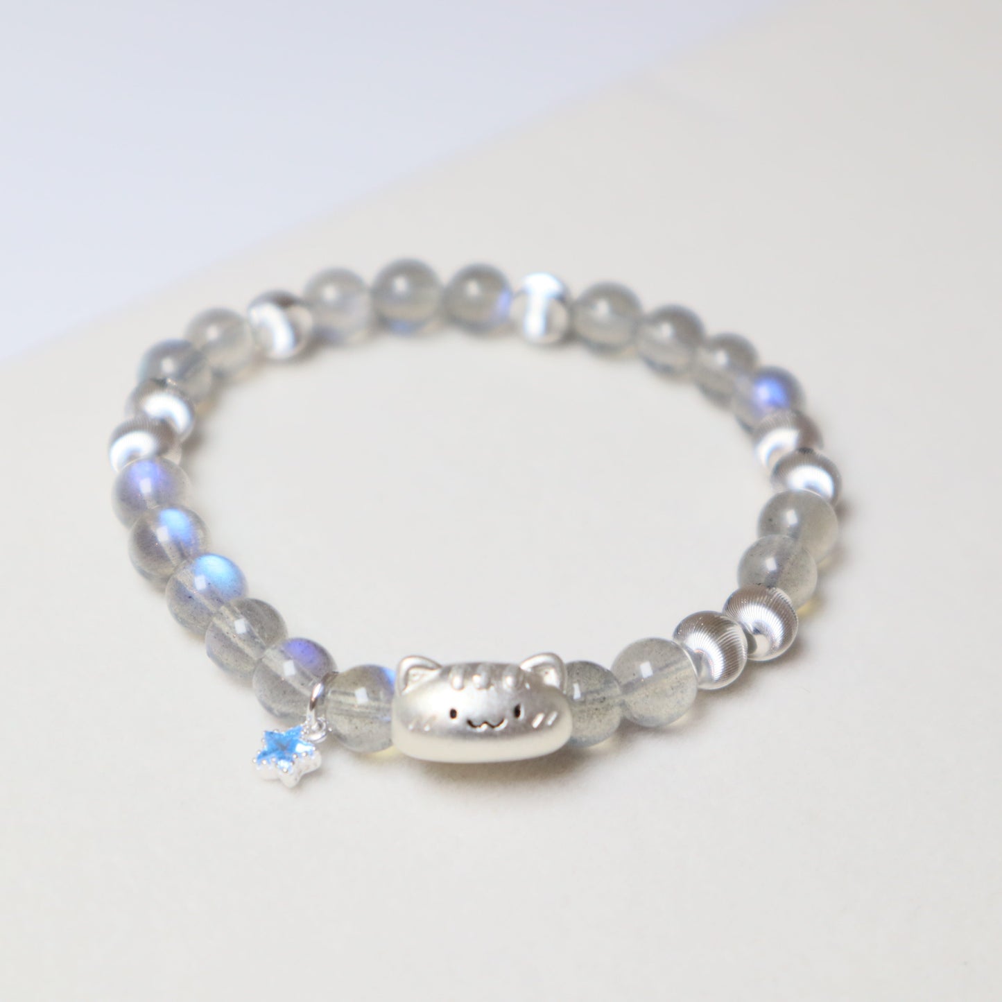 Grey Moonstone Cat Bracelet