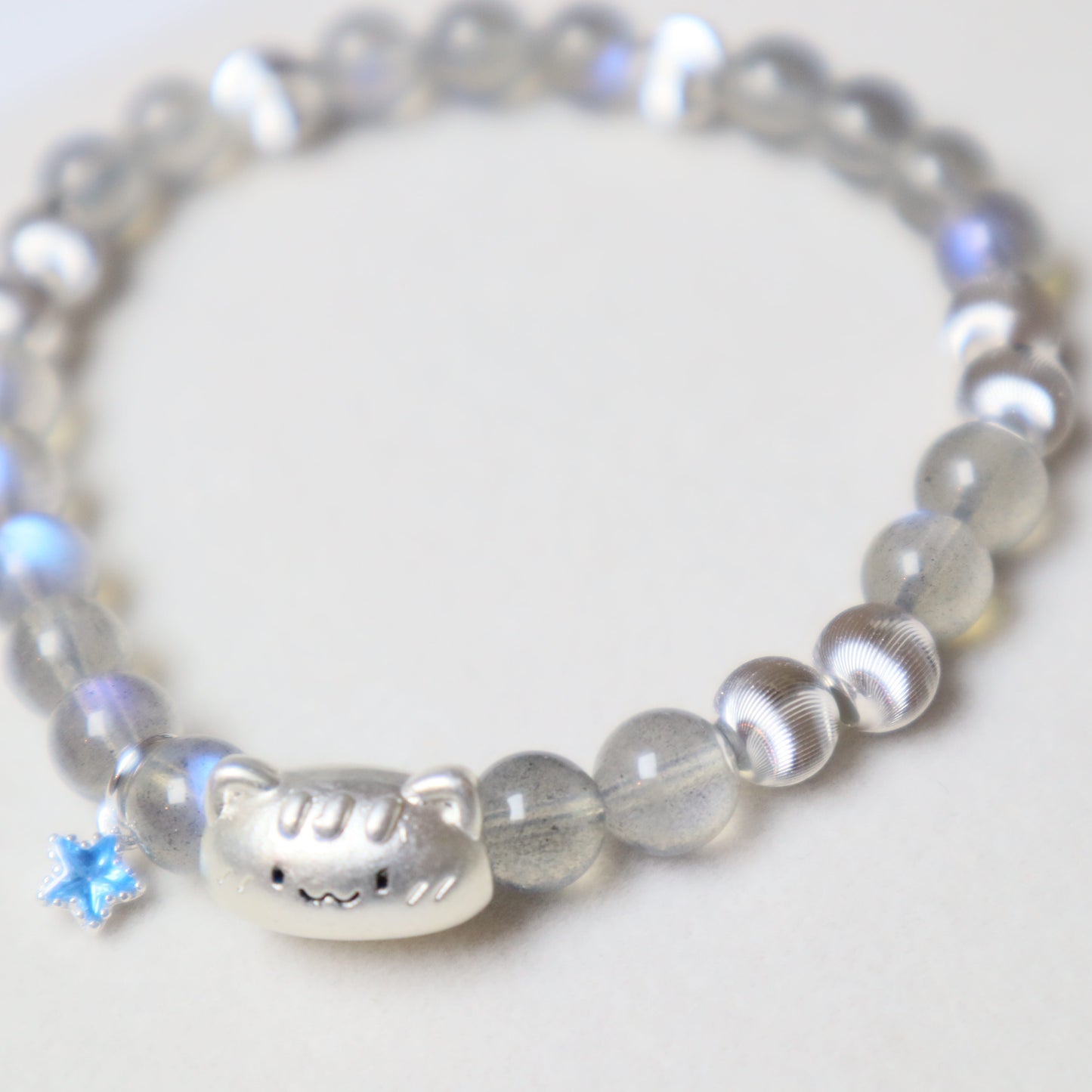 Grey Moonstone Cat Bracelet