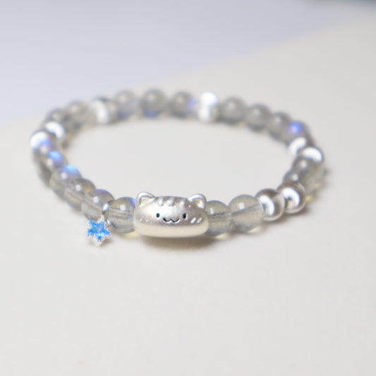 Grey Moonstone Cat Bracelet