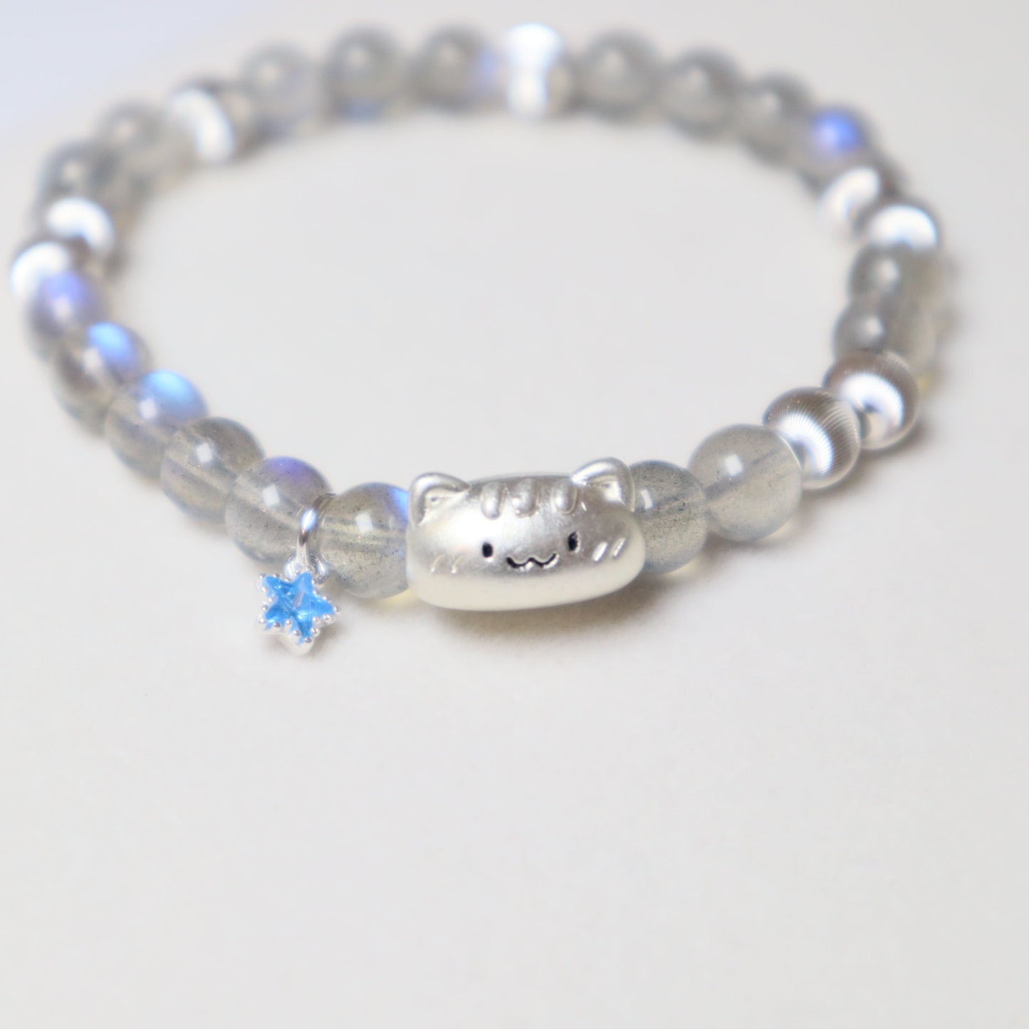 Grey Moonstone Cat Bracelet